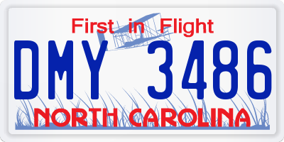NC license plate DMY3486