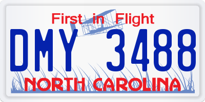 NC license plate DMY3488