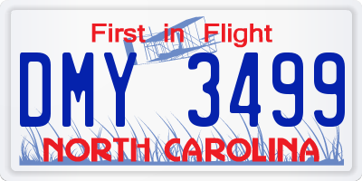 NC license plate DMY3499