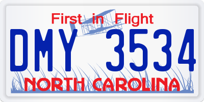 NC license plate DMY3534