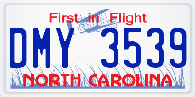 NC license plate DMY3539