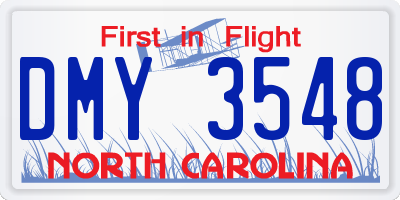 NC license plate DMY3548