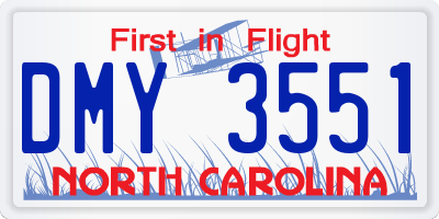 NC license plate DMY3551