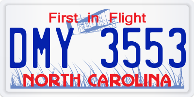 NC license plate DMY3553