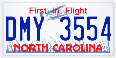 NC license plate DMY3554