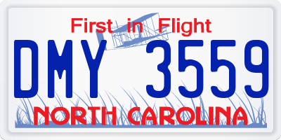NC license plate DMY3559