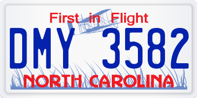 NC license plate DMY3582