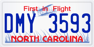 NC license plate DMY3593