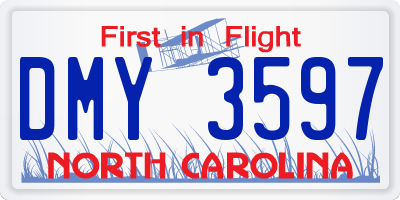NC license plate DMY3597