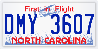 NC license plate DMY3607