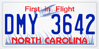 NC license plate DMY3642
