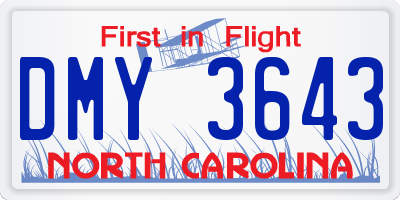 NC license plate DMY3643