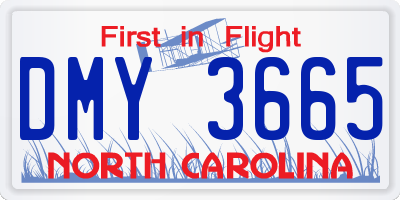 NC license plate DMY3665
