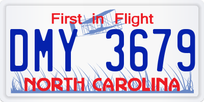 NC license plate DMY3679