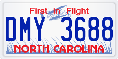 NC license plate DMY3688
