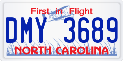 NC license plate DMY3689
