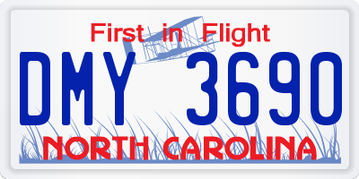 NC license plate DMY3690