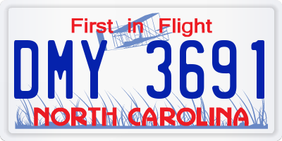 NC license plate DMY3691