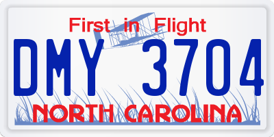 NC license plate DMY3704