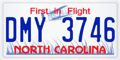 NC license plate DMY3746