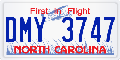 NC license plate DMY3747