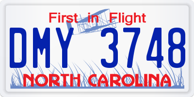 NC license plate DMY3748
