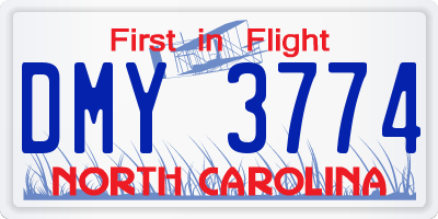 NC license plate DMY3774