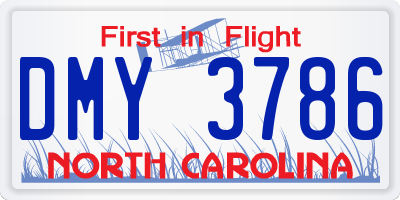 NC license plate DMY3786