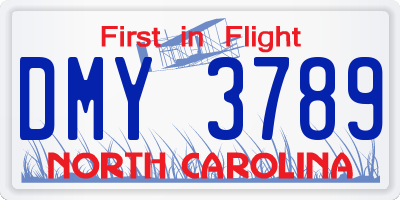 NC license plate DMY3789