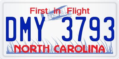 NC license plate DMY3793