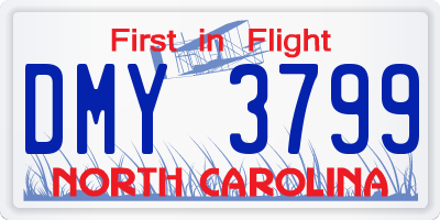 NC license plate DMY3799