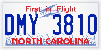 NC license plate DMY3810