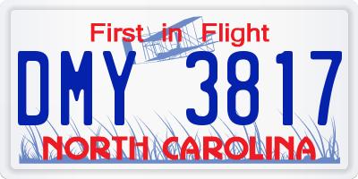 NC license plate DMY3817
