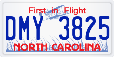NC license plate DMY3825