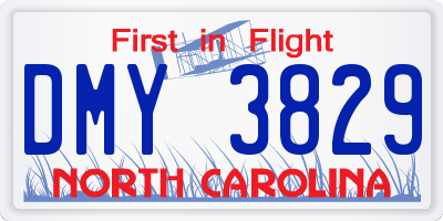 NC license plate DMY3829
