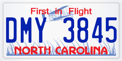 NC license plate DMY3845