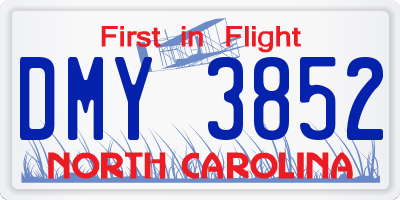 NC license plate DMY3852