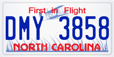 NC license plate DMY3858