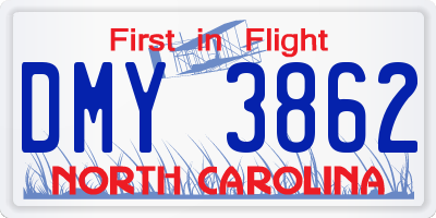 NC license plate DMY3862