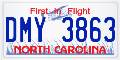 NC license plate DMY3863