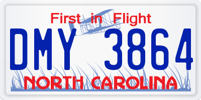 NC license plate DMY3864