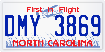 NC license plate DMY3869