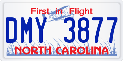 NC license plate DMY3877
