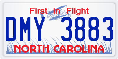 NC license plate DMY3883