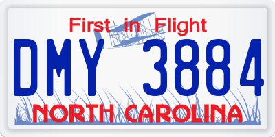 NC license plate DMY3884