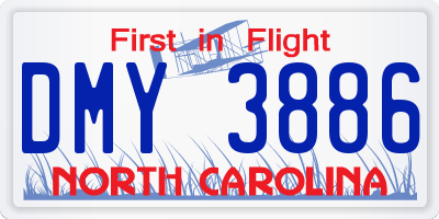 NC license plate DMY3886