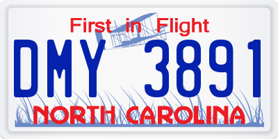 NC license plate DMY3891