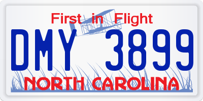 NC license plate DMY3899