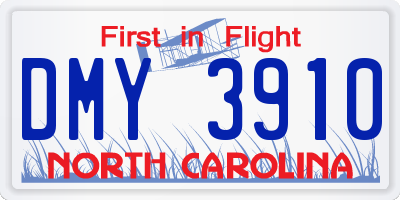 NC license plate DMY3910