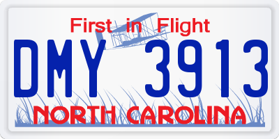 NC license plate DMY3913